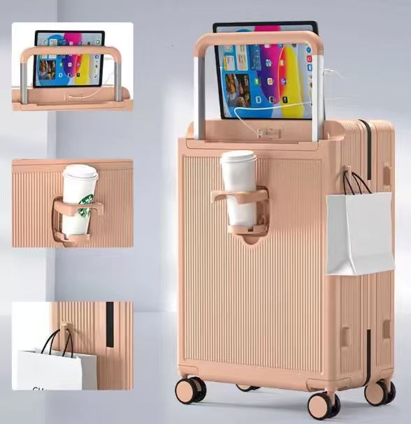 20 Inch Multifunction USB Charging Trolley Case Womens Luggage Travel Bag