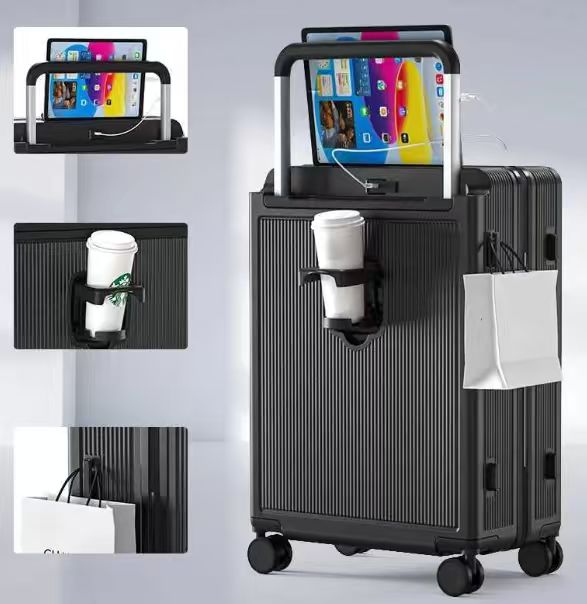 20 Inch Multifunction USB Charging Trolley Case Womens Luggage Travel Bag